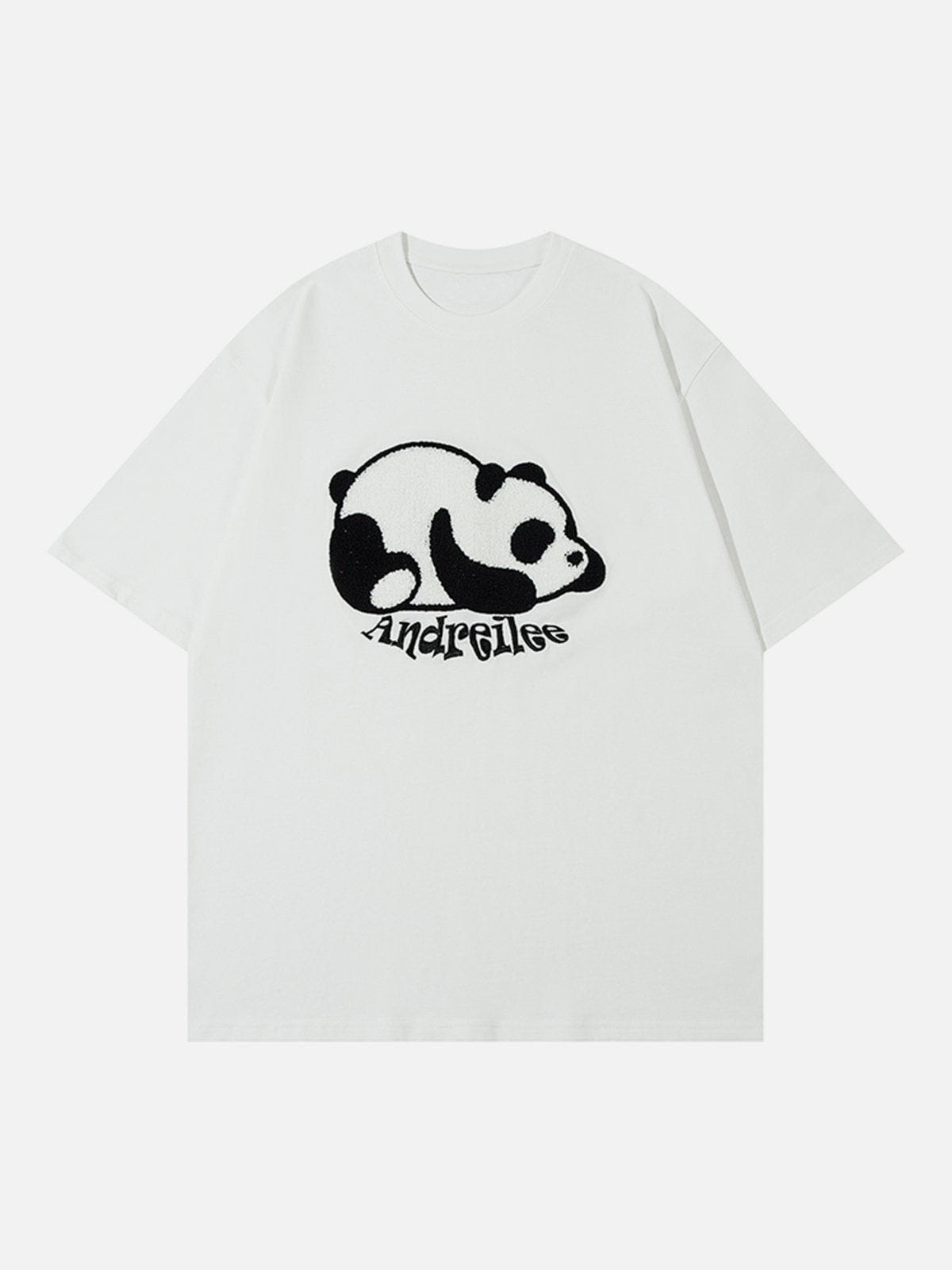 Towel Embroidery Panda Print Tee