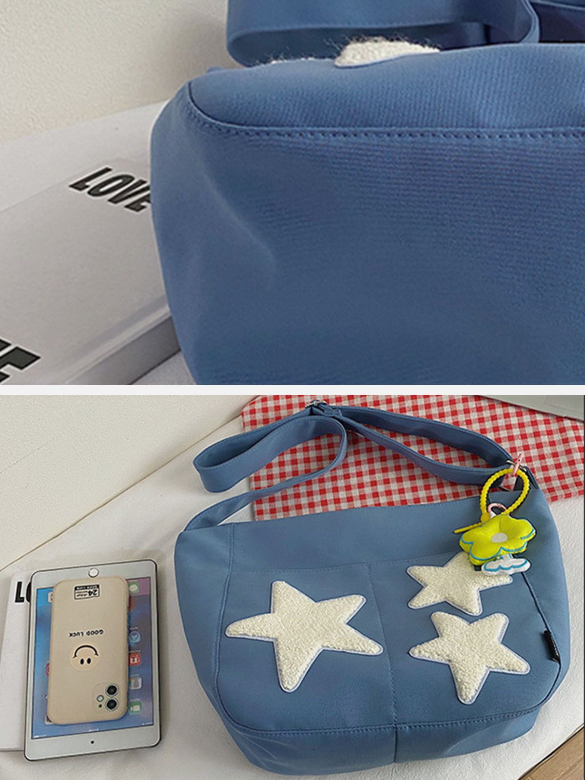 Towel Embroidery Star Shoulder Bag