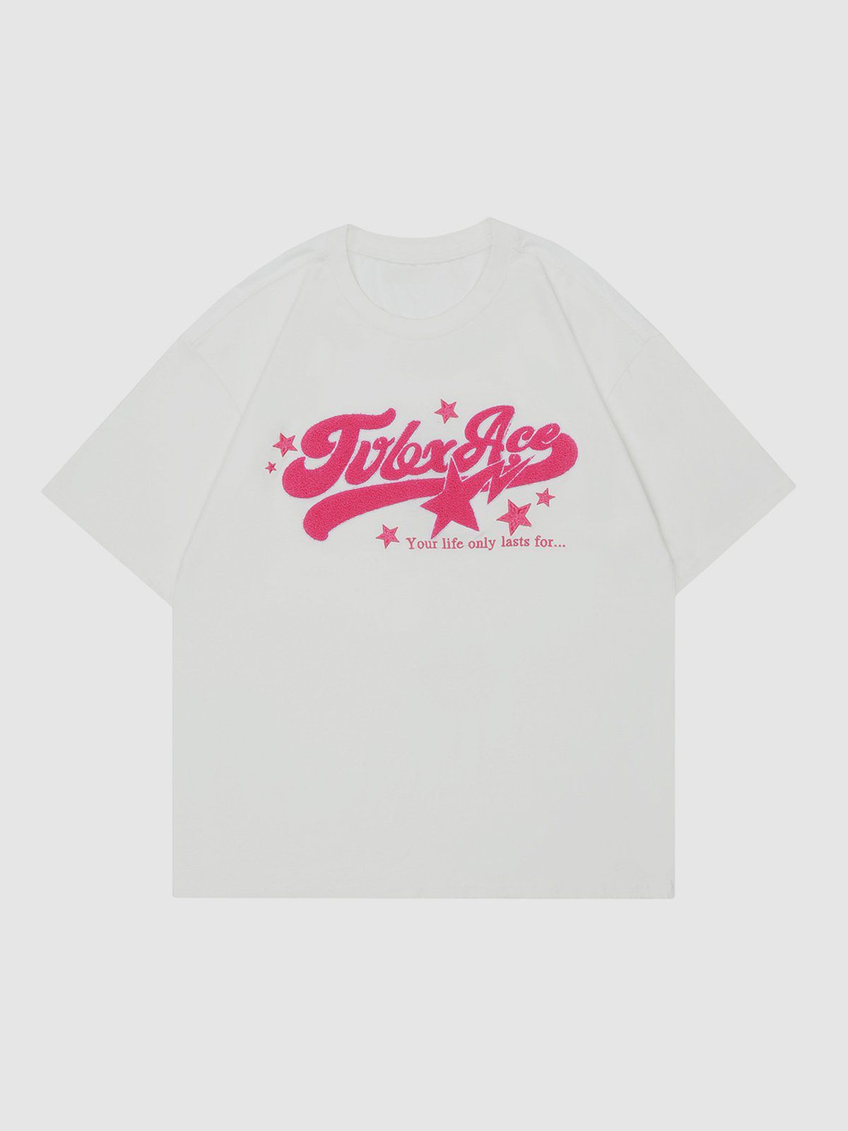 T-shirt imprimé alphabet délavé avec broderie serviette 