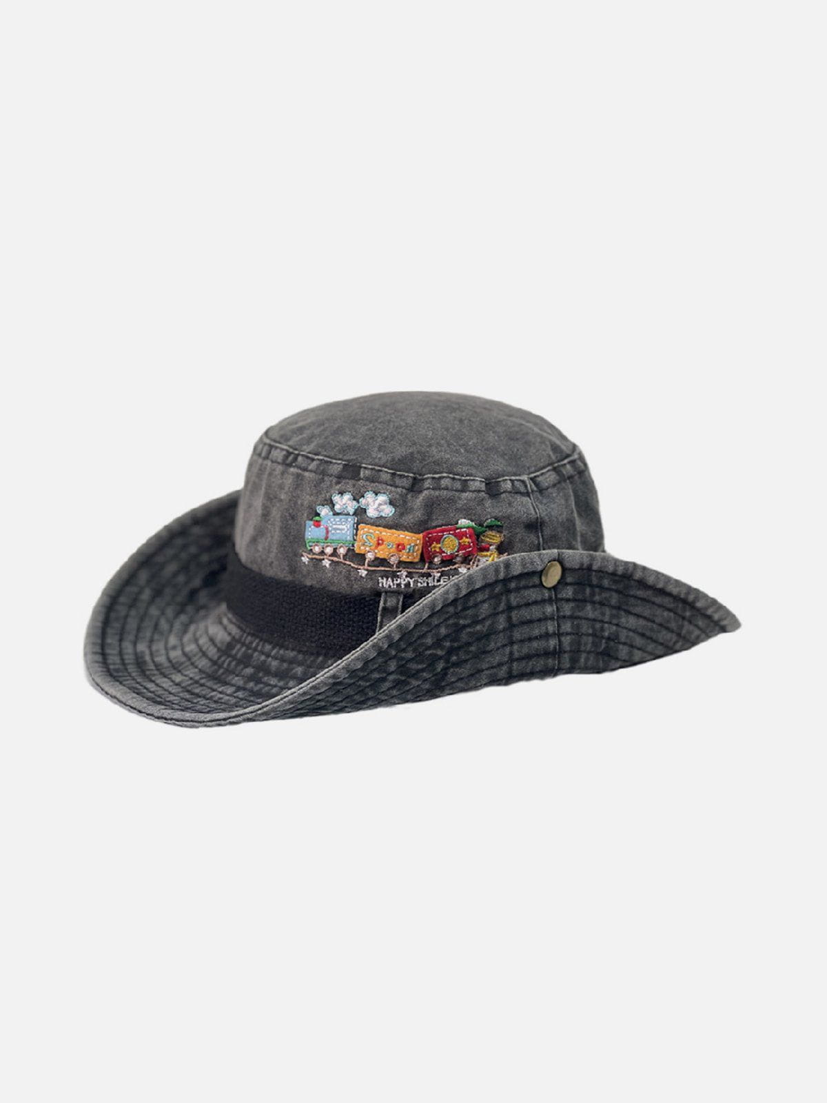 Train Embroidery Washed Distressed Casual Cargo Hat