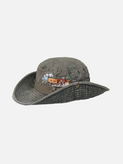 Train Embroidery Washed Distressed Casual Cargo Hat