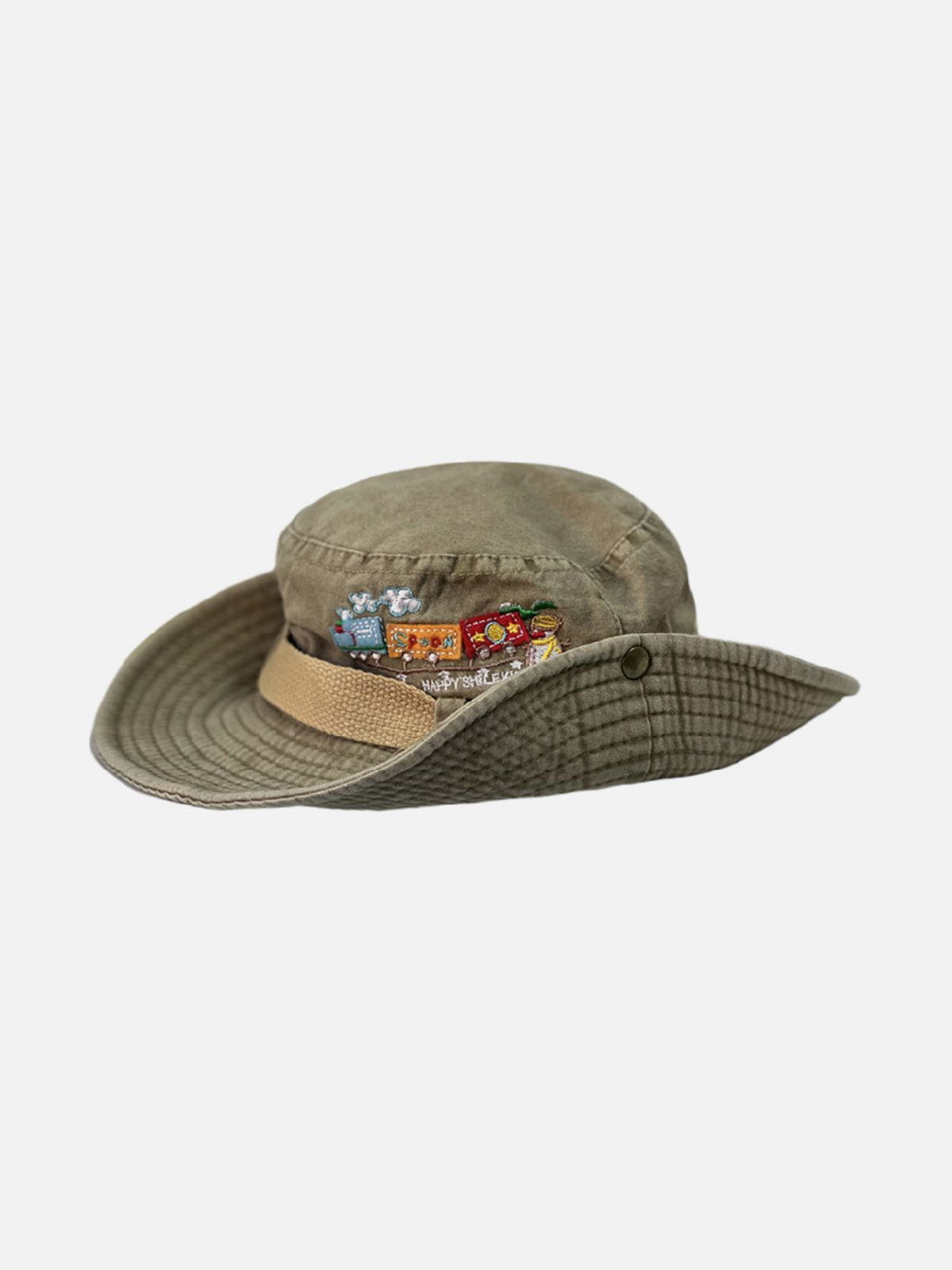 Train Embroidery Washed Distressed Casual Cargo Hat