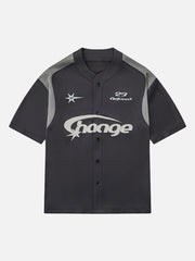 Polo ample à manches courtes et simple lettre de marque tendance 