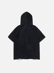 T-shirt à capuche imprimé chat et alphabet torsadé 