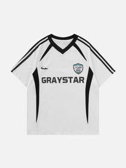 T-shirt imprimé numéro 5 à col en V 