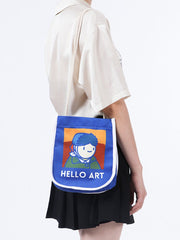 Van Gogh Cartoon Printed Crossbody Bag