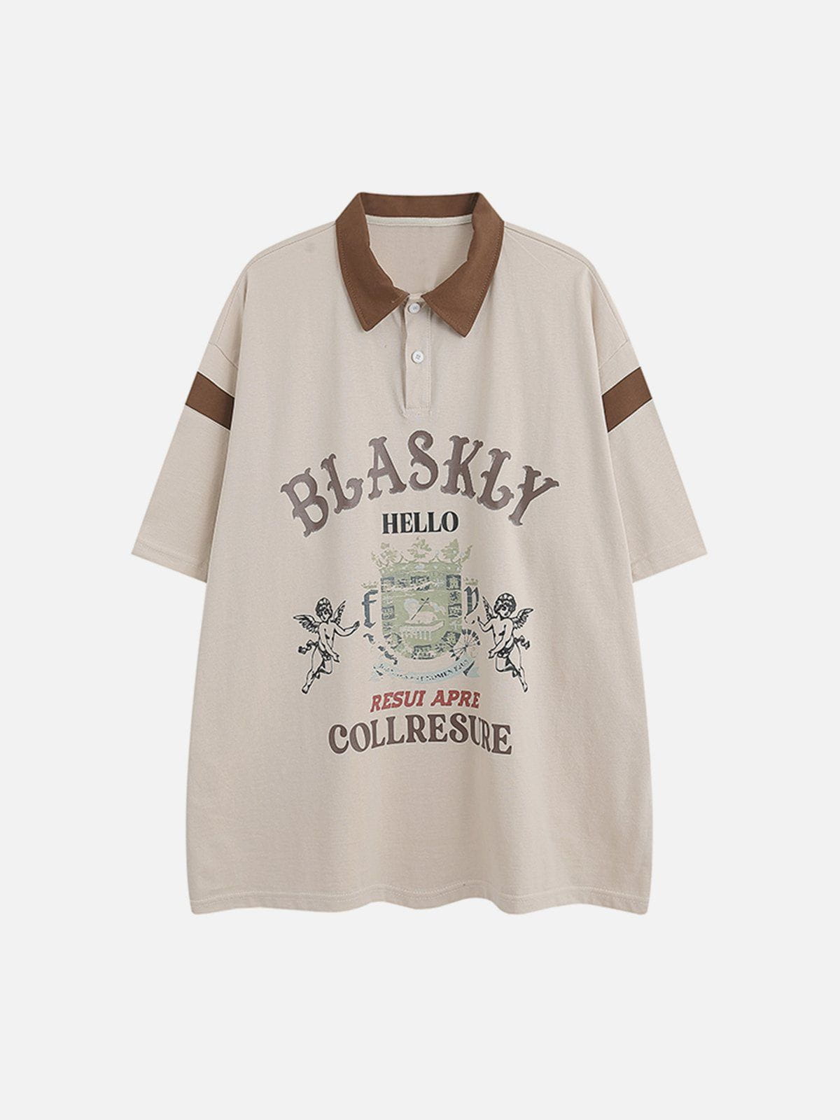 T-shirt à col polo vintage aux couleurs contrastées 