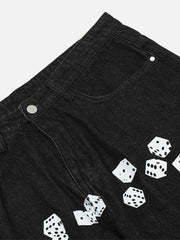 Vintage Dice Print Jeans