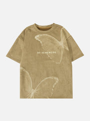 T-shirt graphique papillon vintage vieilli 