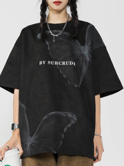 T-shirt graphique papillon vintage vieilli 