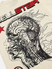 T-shirt vintage délavé et vieilli, motif dialyse corporelle, poids lourd 