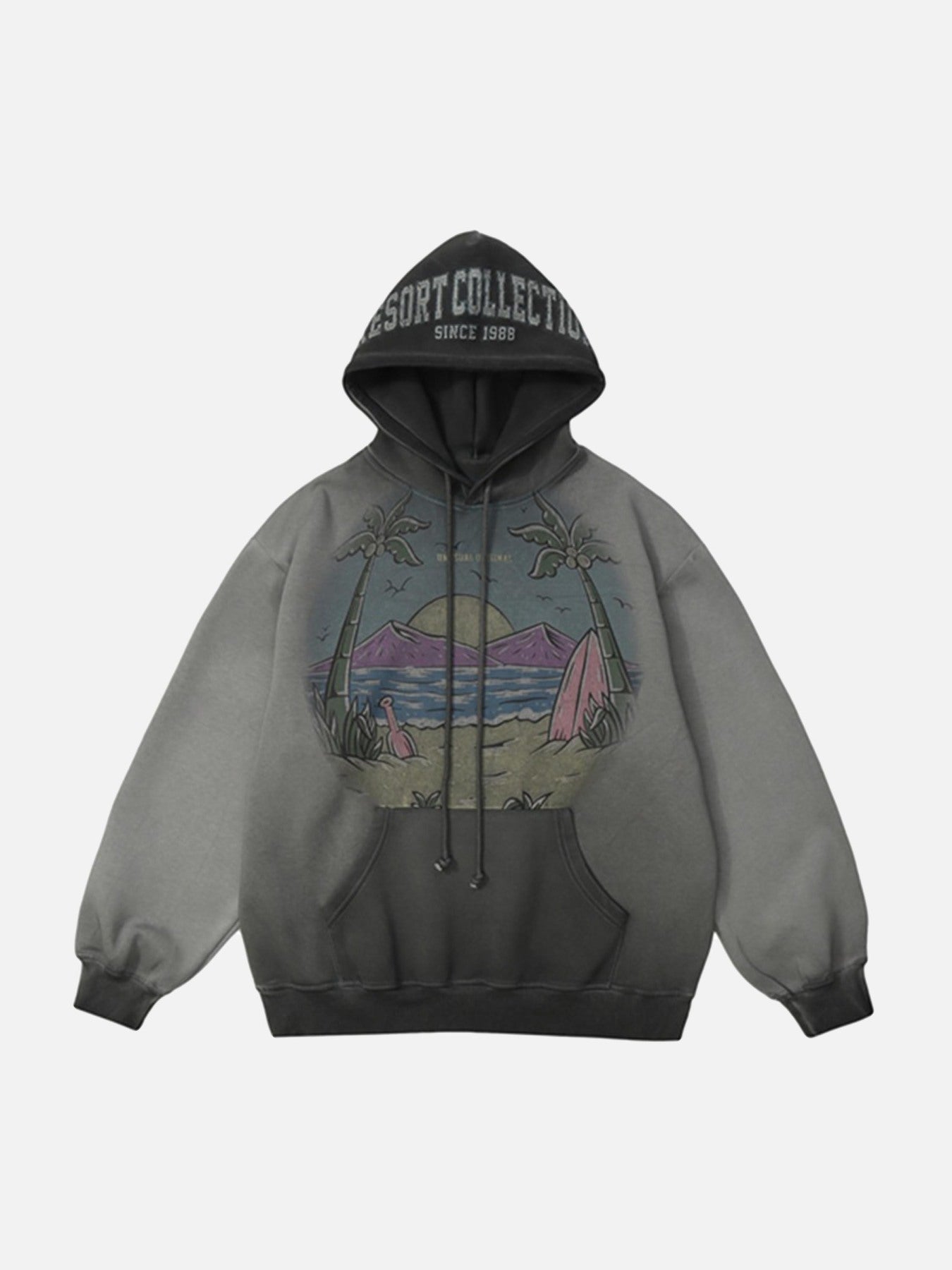 Vintage Gradient Hooded Loose Sweatshirt - 1842