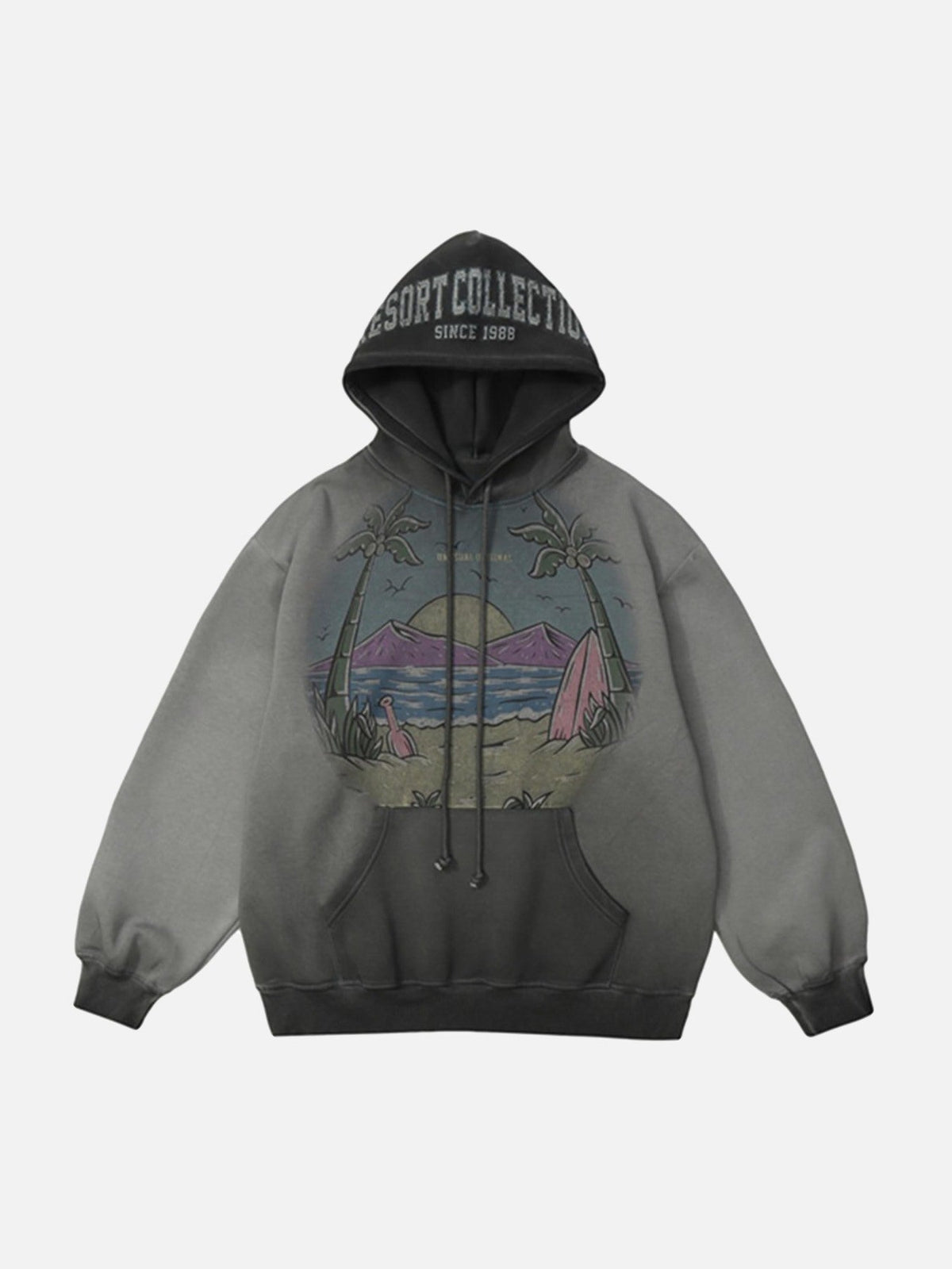 Vintage Gradient Hooded Loose Sweatshirt - 1842