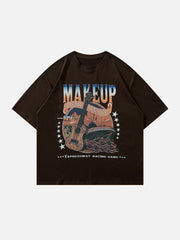 T-shirt imprimé guitare vintage rose 