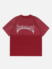 T-shirt dégradé à imprimé lettre vintage 