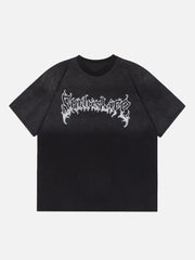 T-shirt dégradé à imprimé lettre vintage 