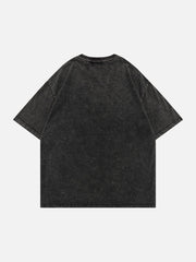 T-shirt délavé à lettres vintage 