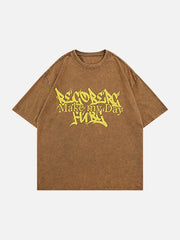 T-shirt délavé à lettres vintage 