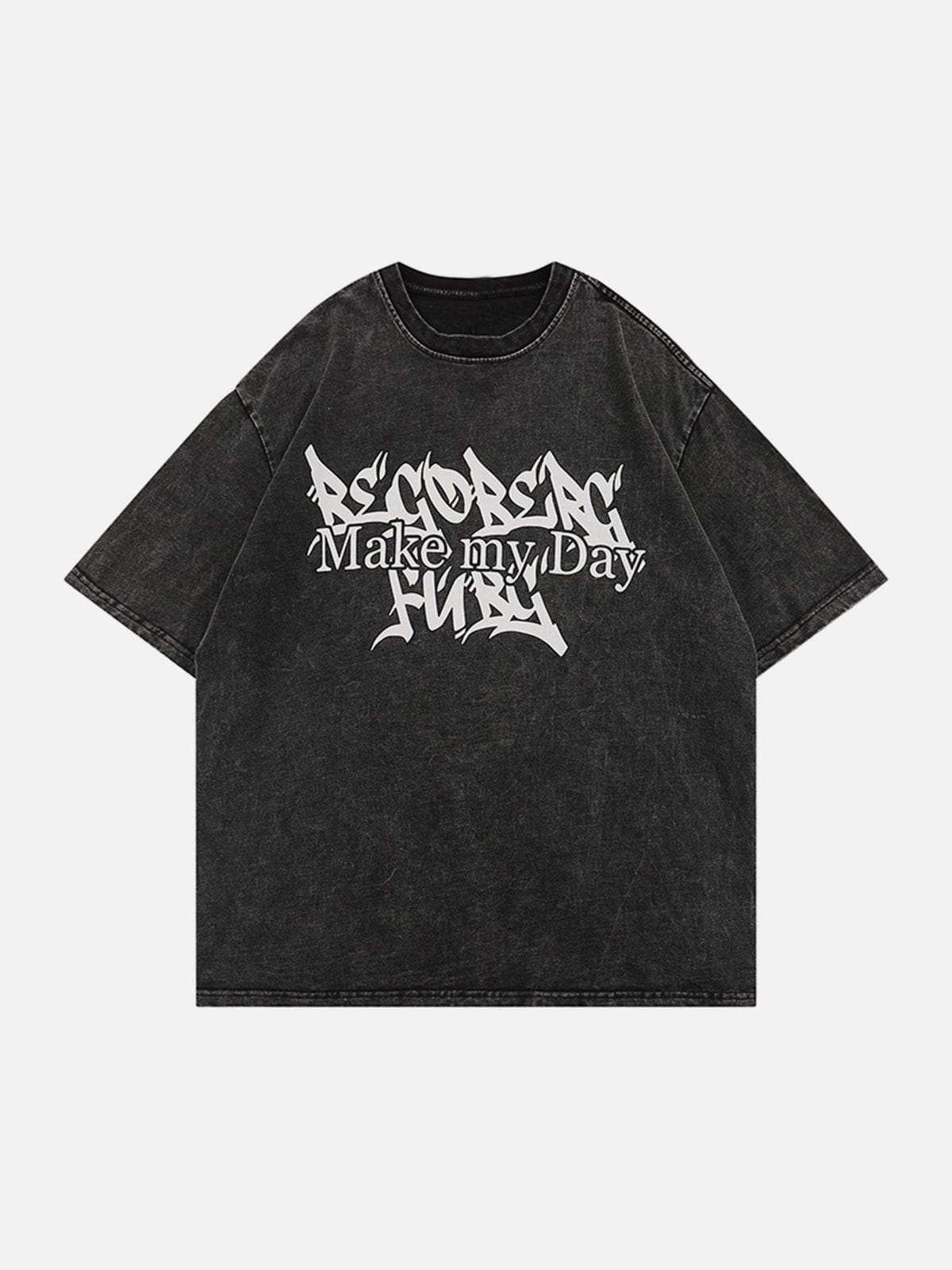 T-shirt délavé à lettres vintage 