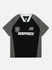 T-shirt à col polo patchwork vintage 