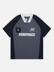 T-shirt à col polo patchwork vintage 