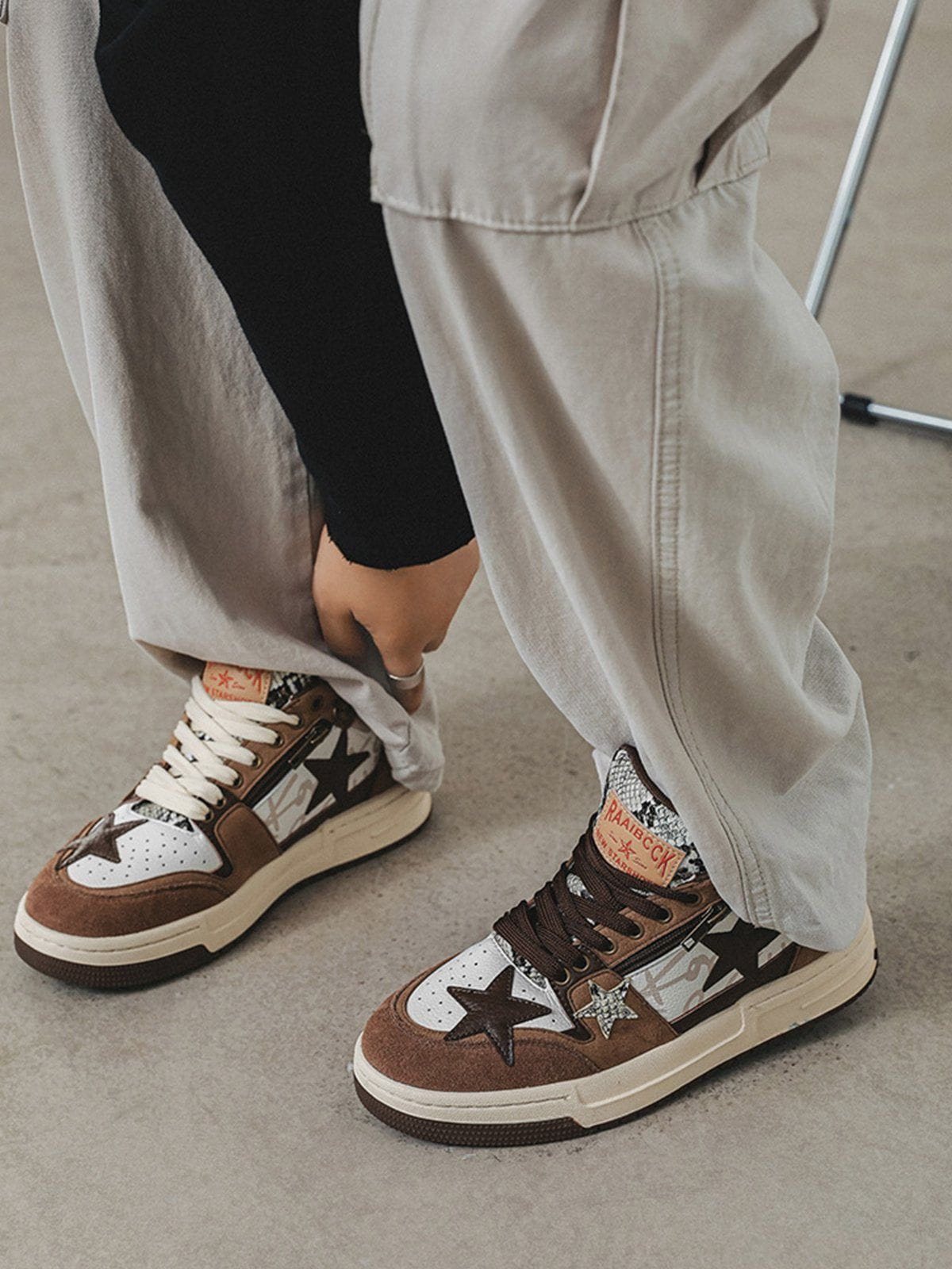 Vintage Star Patchwork Skate Shoes