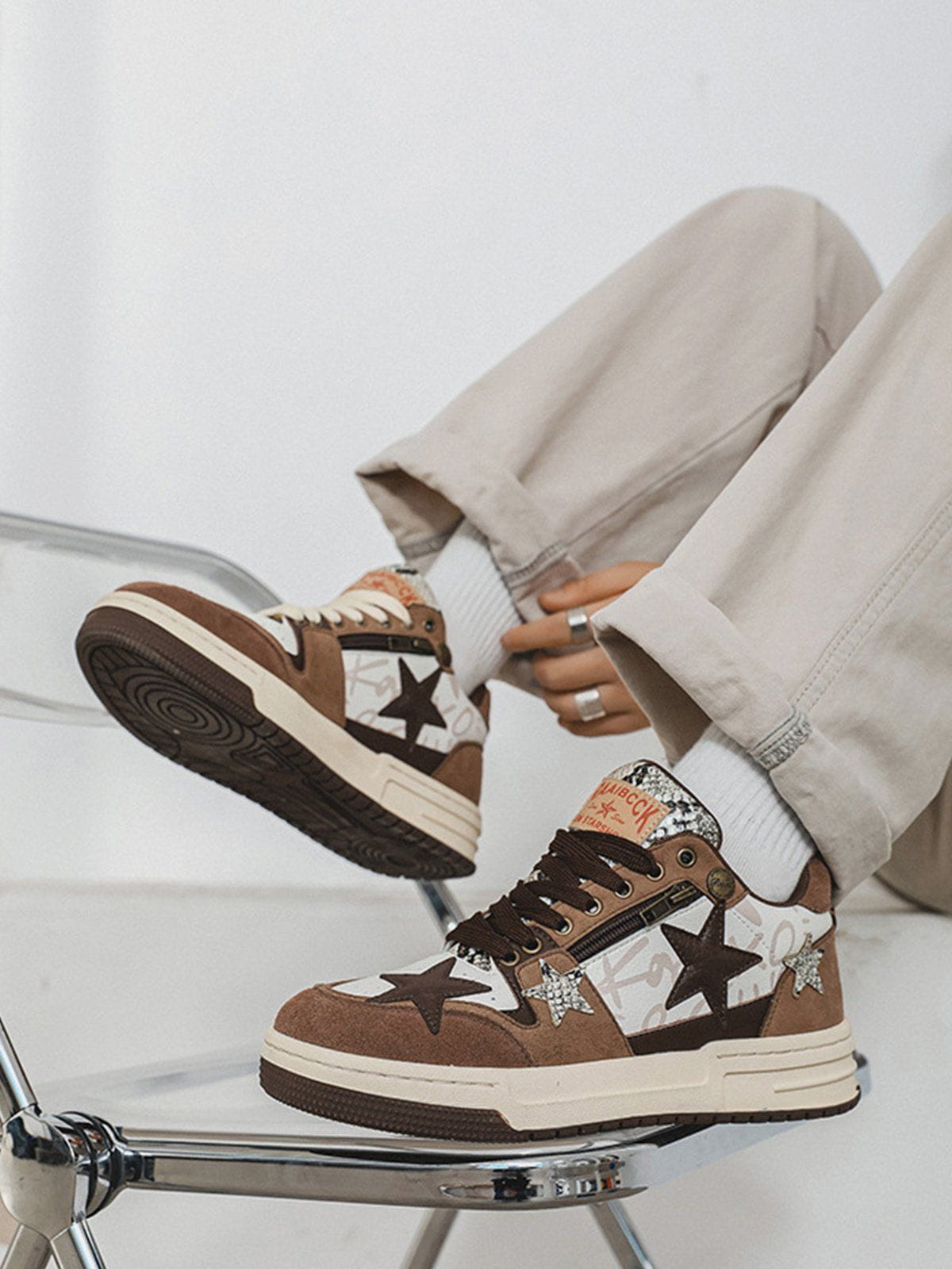Vintage Star Patchwork Skate Shoes