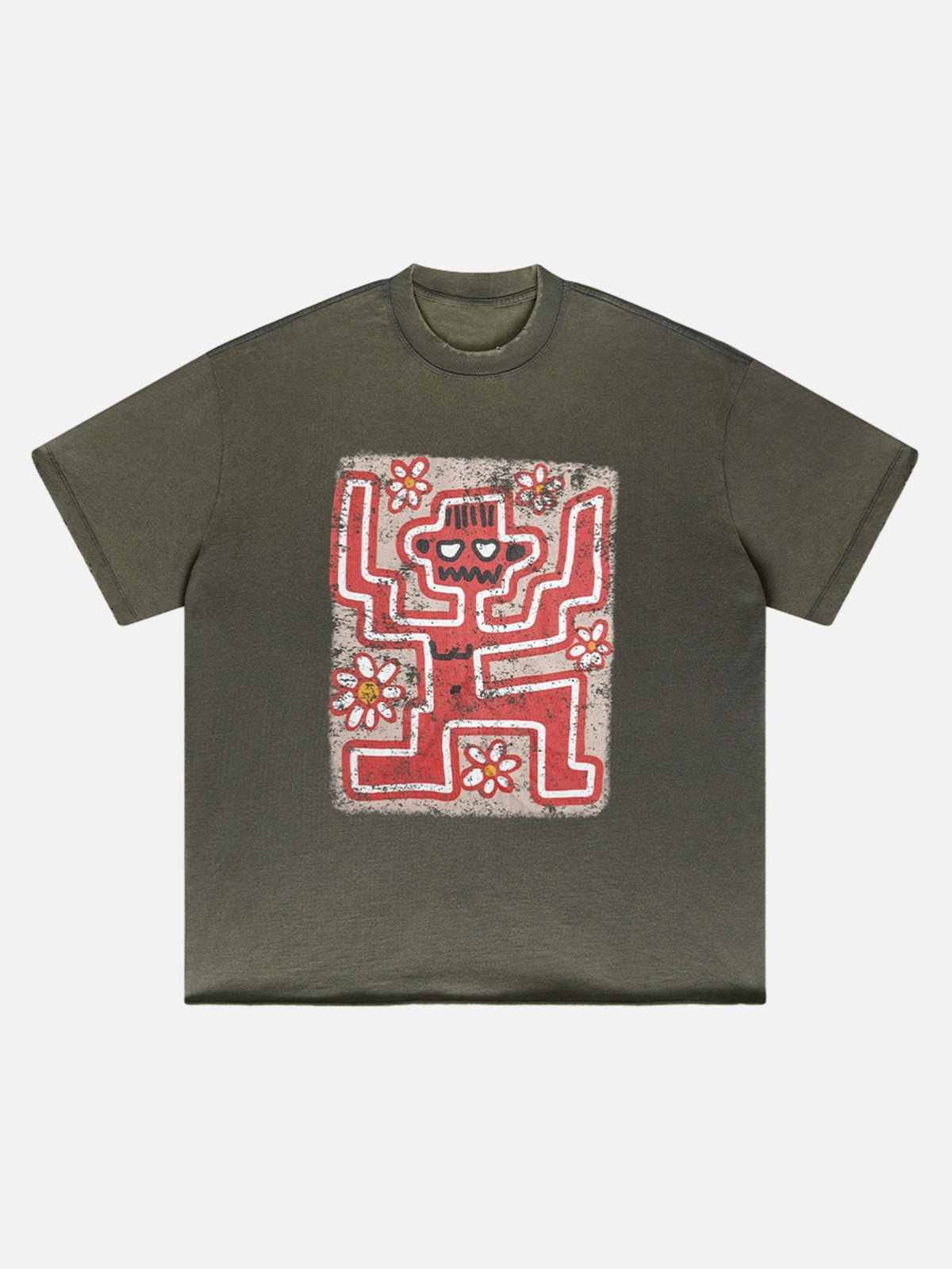 T-shirt imprimé vintage Street Retro Washed Old Fun 