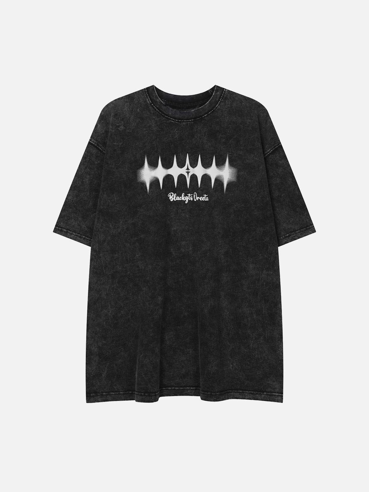 T-shirt imprimé lettres délavées vintage 