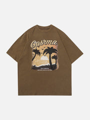 T-shirt imprimé vintage délavé et vieilli 