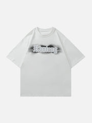 T-shirt vintage délavé à imprimé cœur irrégulier 