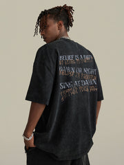 T-shirt ras du cou à manches courtes et imprimé Jésus délavé vintage - 1903 