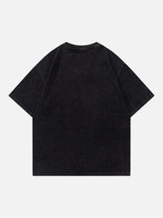 T-shirt vintage délavé à imprimé lettres 