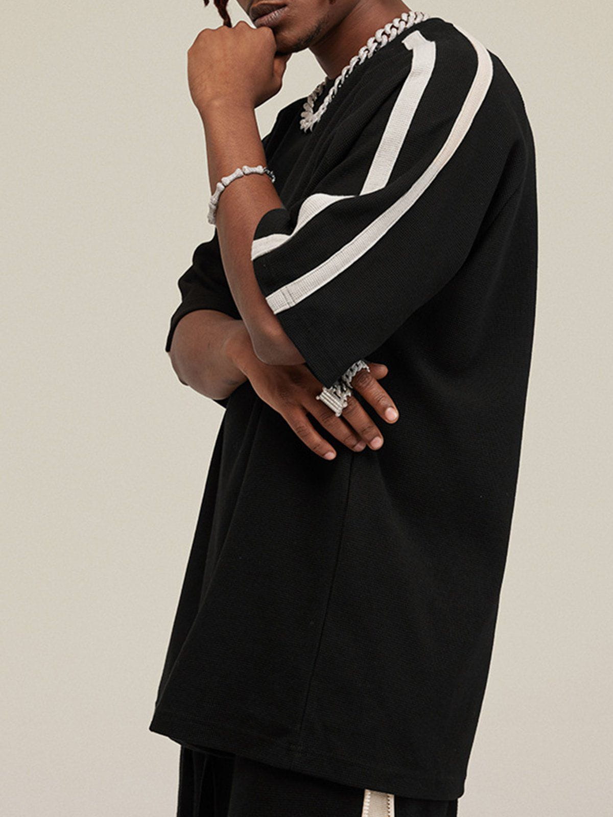 T-shirt à rayures gaufrées 