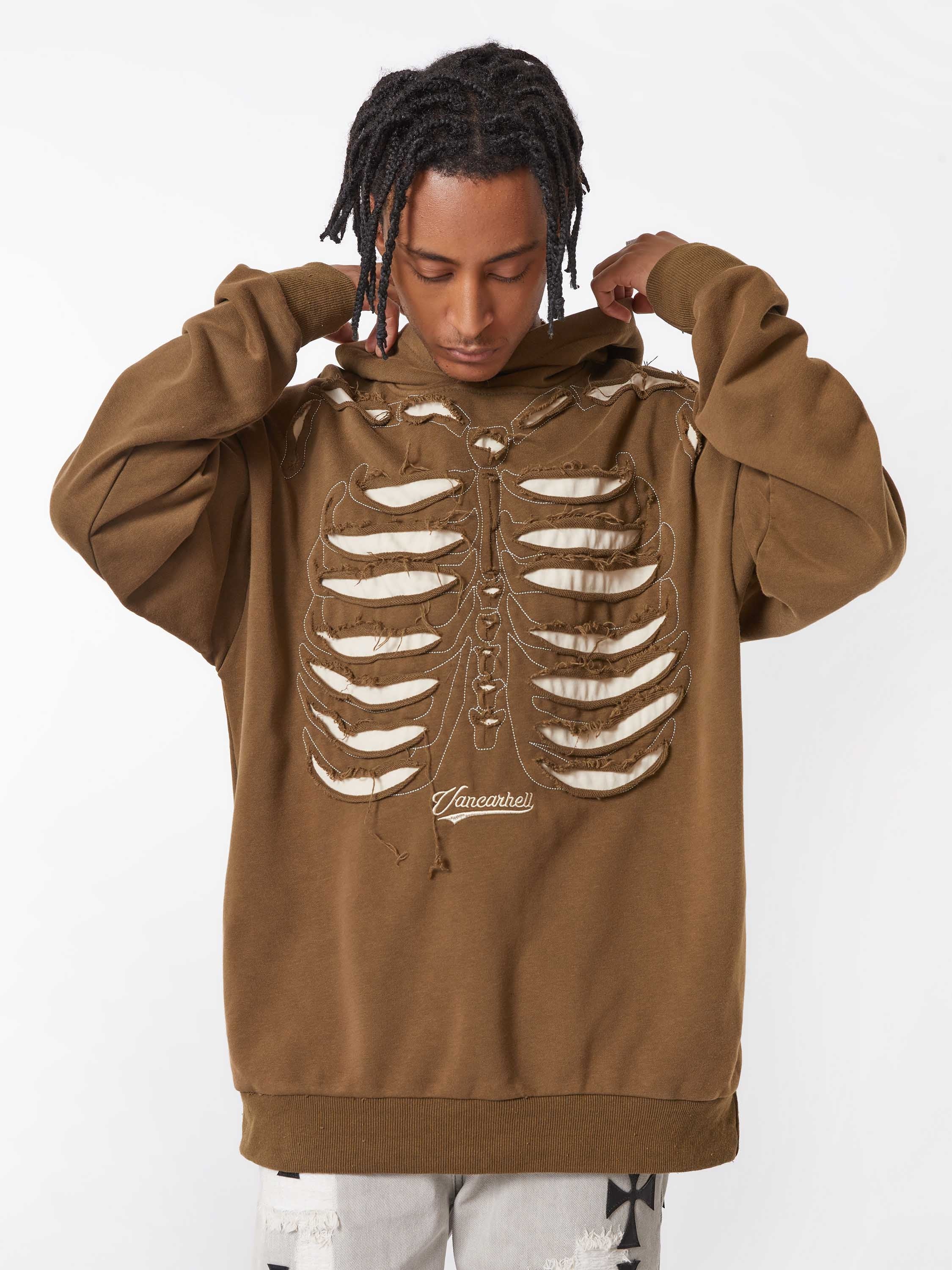 Washed And Aged Hooded Sweatshirt  - 1674