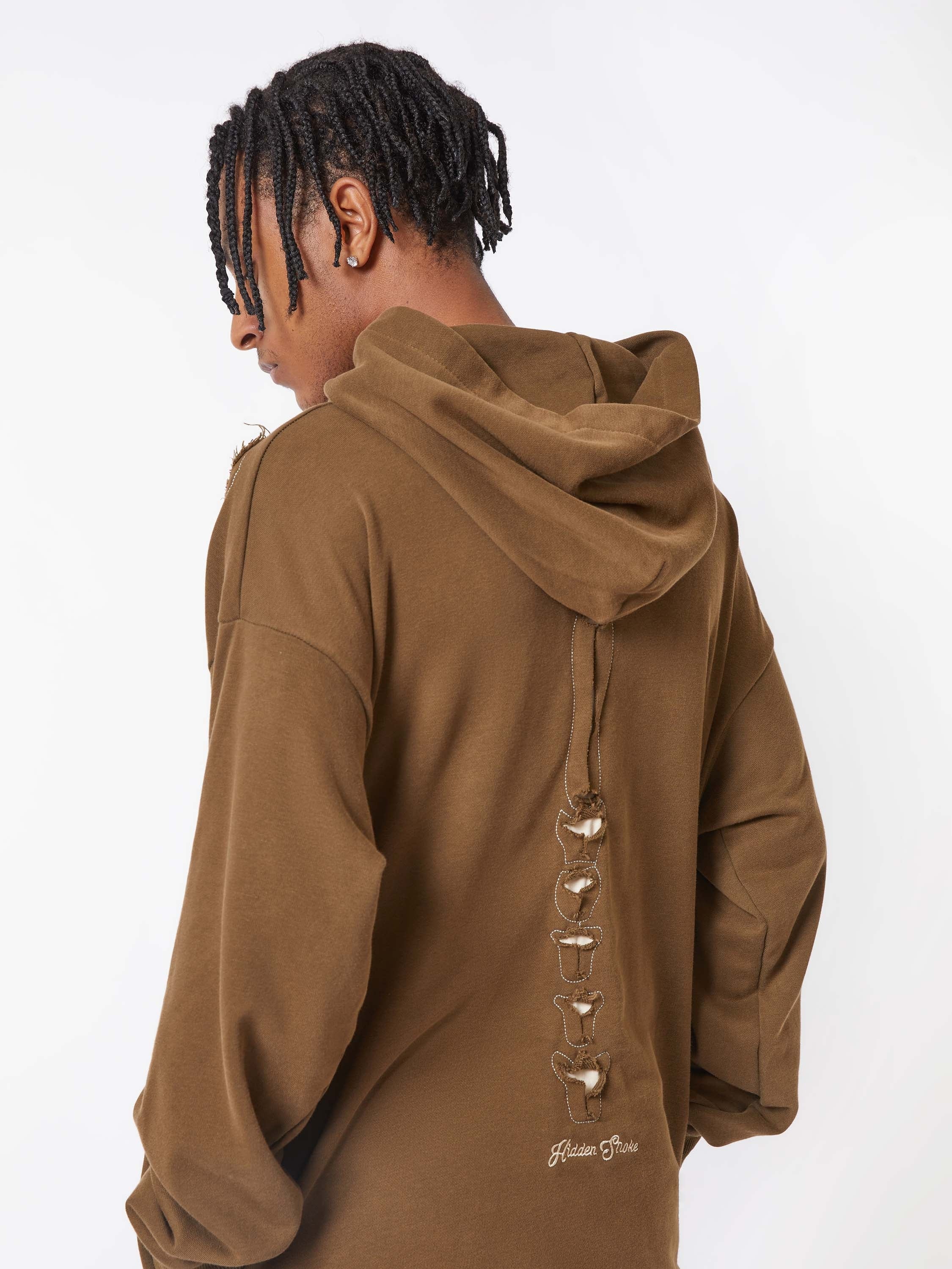 Washed And Aged Hooded Sweatshirt  - 1674