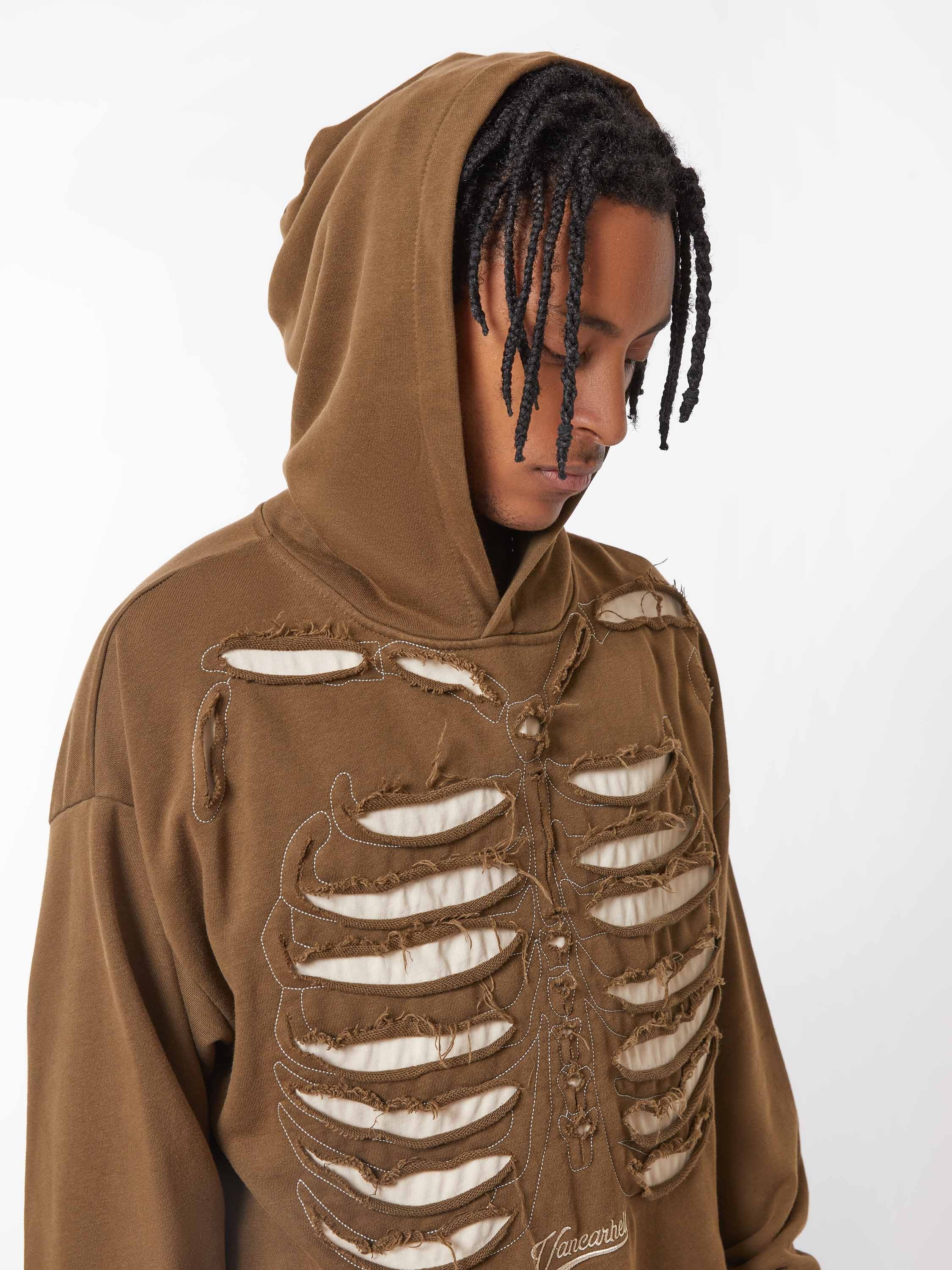 Washed And Aged Hooded Sweatshirt  - 1674
