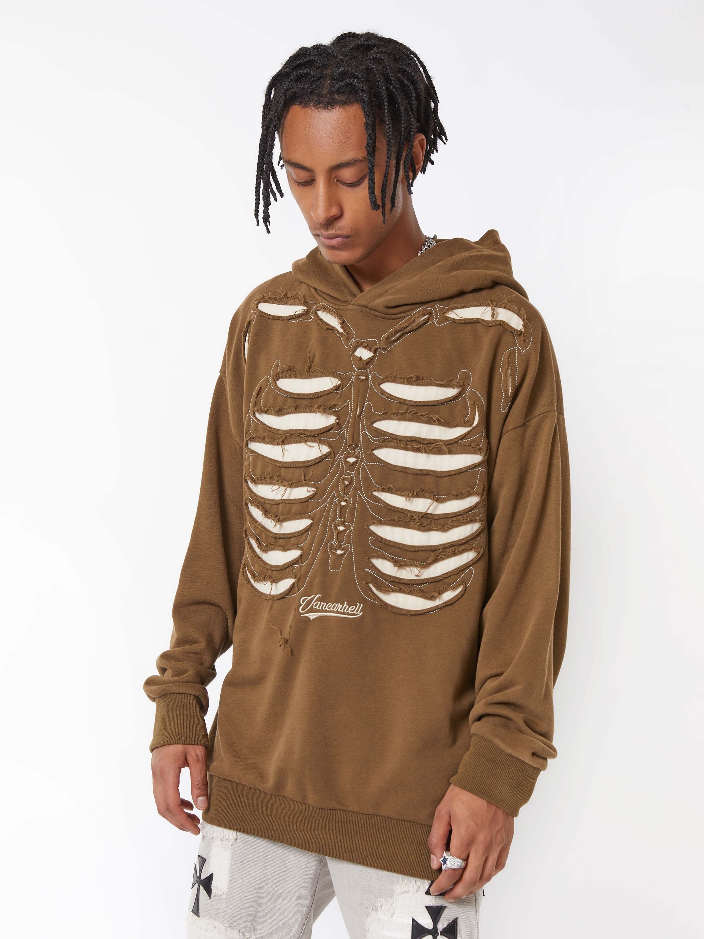Washed And Aged Hooded Sweatshirt  - 1674