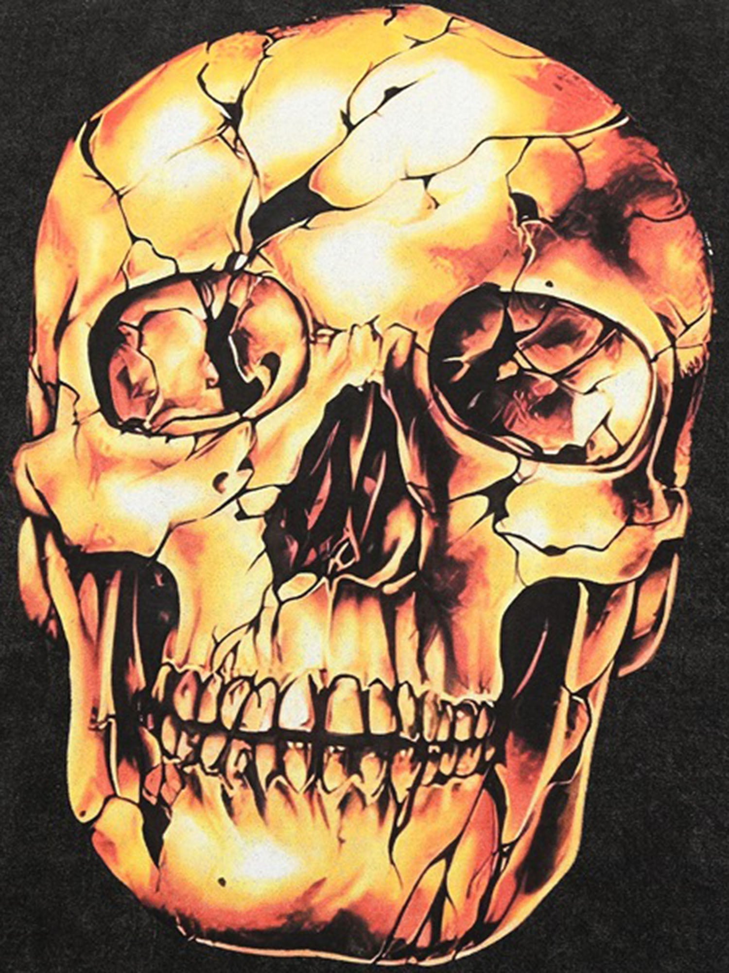 Washed And Distressed Retro Dark Gold Skull T-shirt