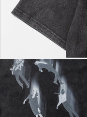 T-shirt imprimé personnage délavé 