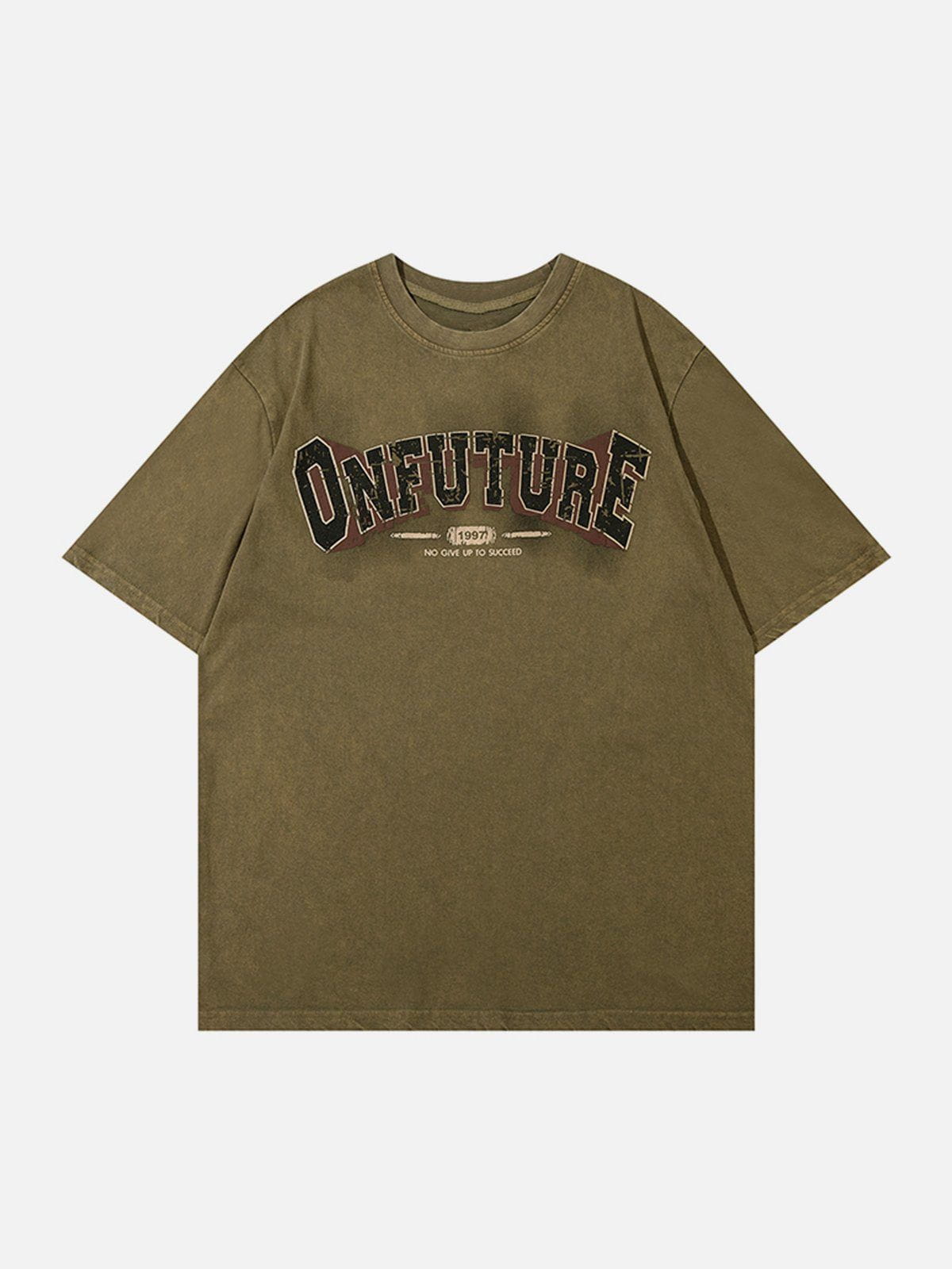 T-shirt imprimé craquelé délavé 