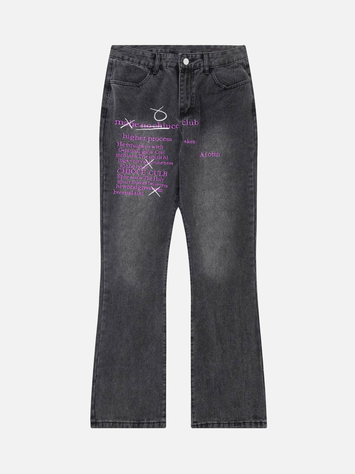Distressed Embroid Washed Distressed Letter Embroidered Jeans – Oitoy