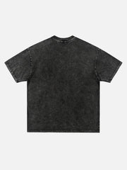 T-shirt rétro délavé et vieilli avec tête de mort d'ange vintage 