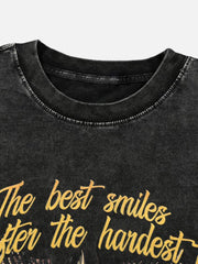 T-shirt rétro délavé et vieilli avec tête de mort d'ange vintage 