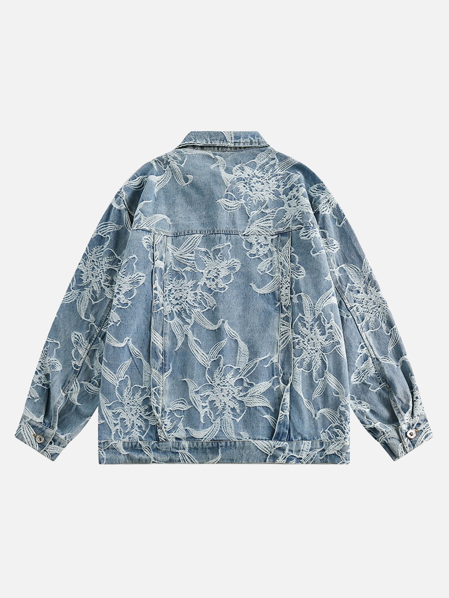 Washed Floral Jacquard Denim Jacket - 1896