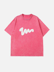 T-shirt imprimé graffiti délavé 