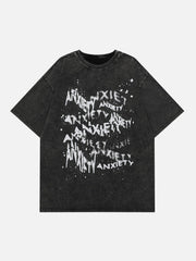 T-shirt imprimé lettre irrégulière délavé 