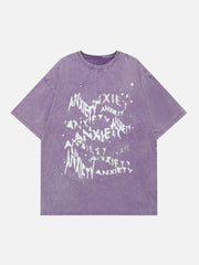 T-shirt imprimé lettre irrégulière délavé 