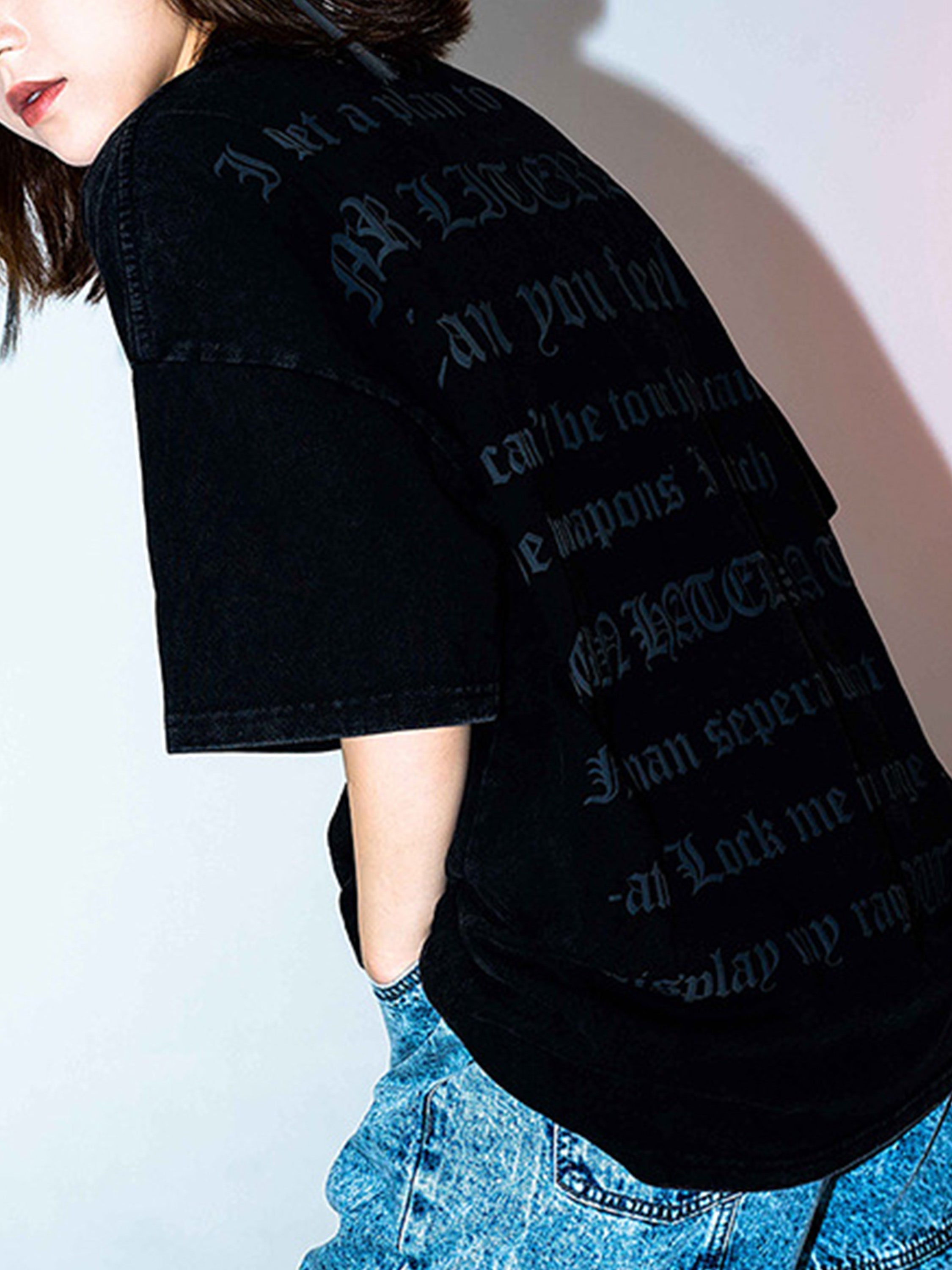 Washed Letter Print T-shirt