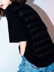 Washed Letter Print T-shirt